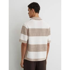 REISS Marek Cotton Block-Stripe Knitted Shirt